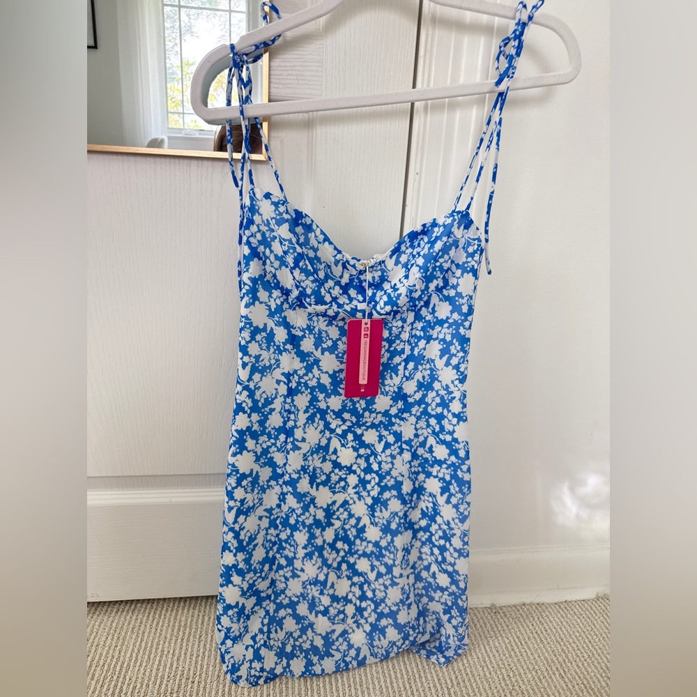 Beginning Boutique Penny Lane Blue Floral Print Mini Dress NWT